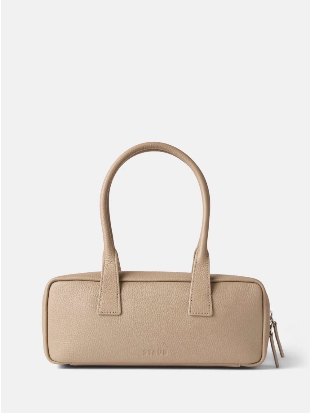STAUD ‘Dude’ Leather Shoulder Bag in Taupe Beige
